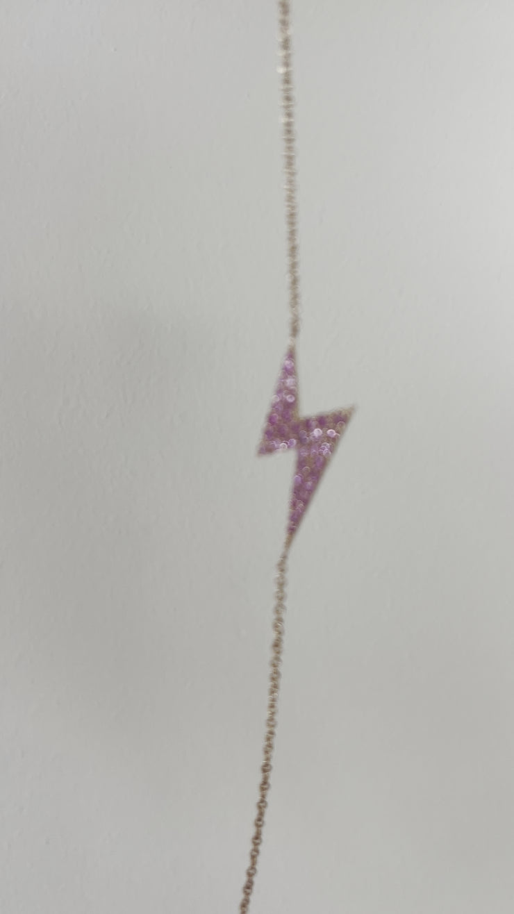 Pink Sapphire Lightning Bolt Necklace