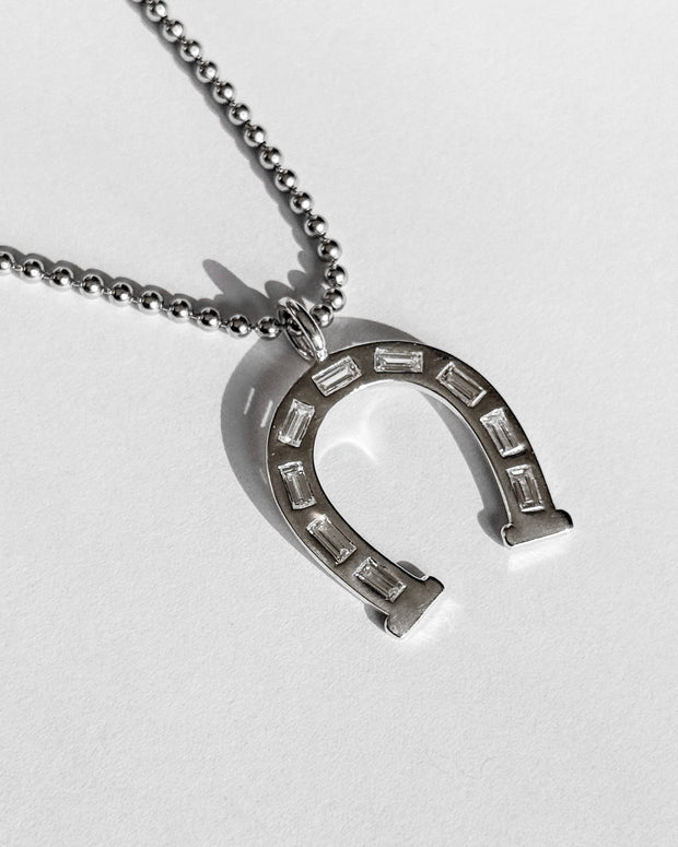 Silver Lucky You Horseshoe Pendant